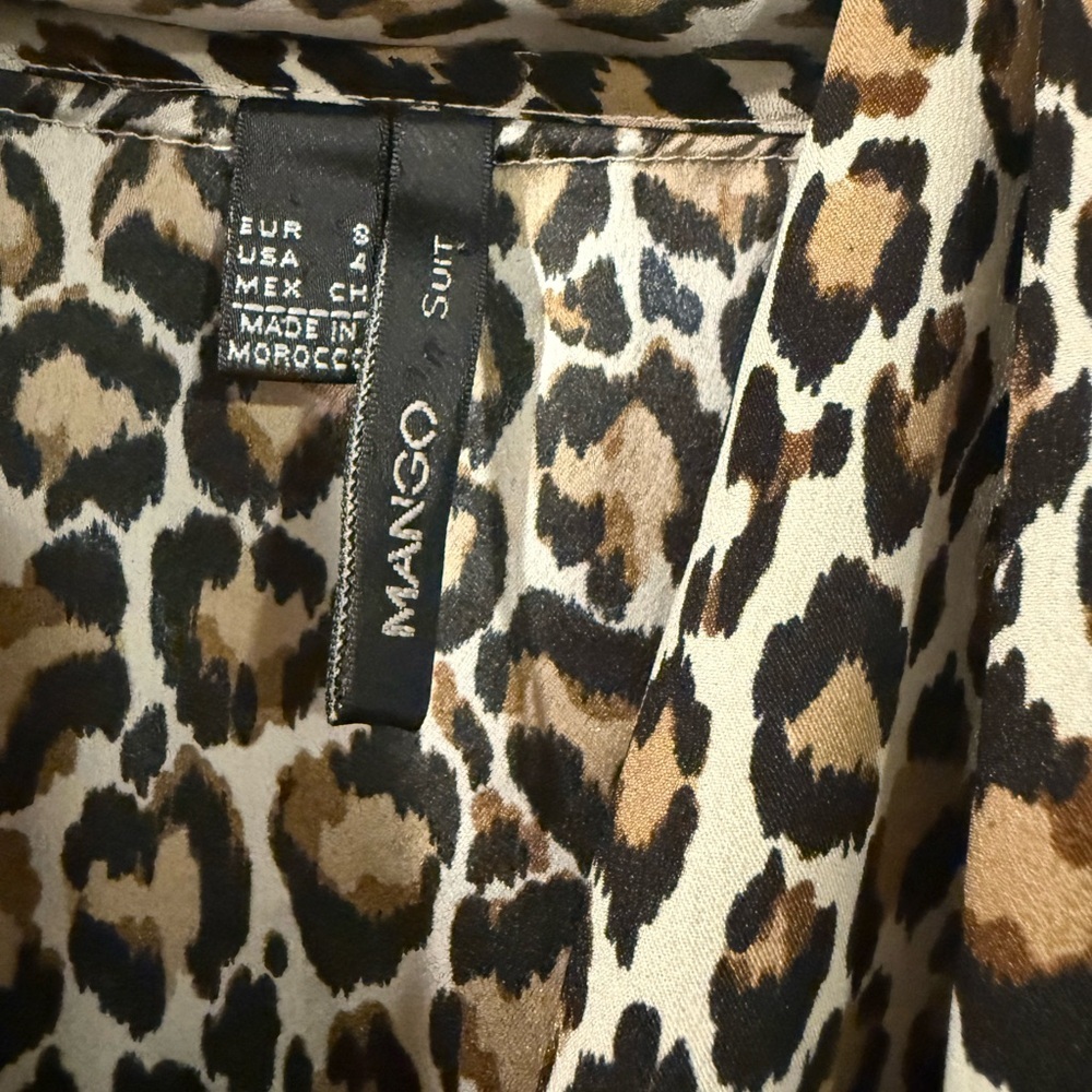 Mango Leopard Print Wrap Mini Dress Size S Sleeveless Cinched Waist Flowy - Picture 2 of 2